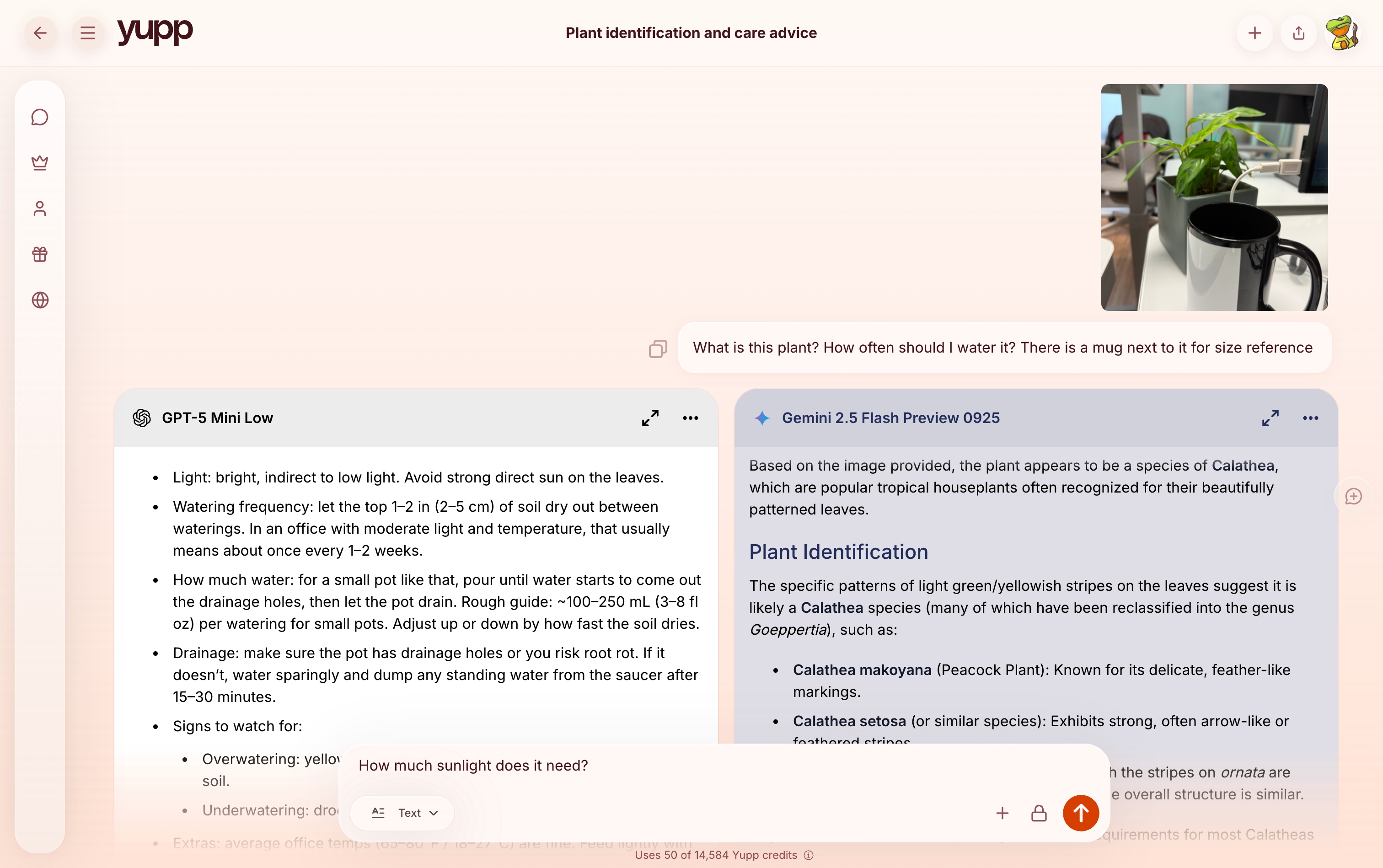 Side-by-side AI model responses comparing Claude and GPT